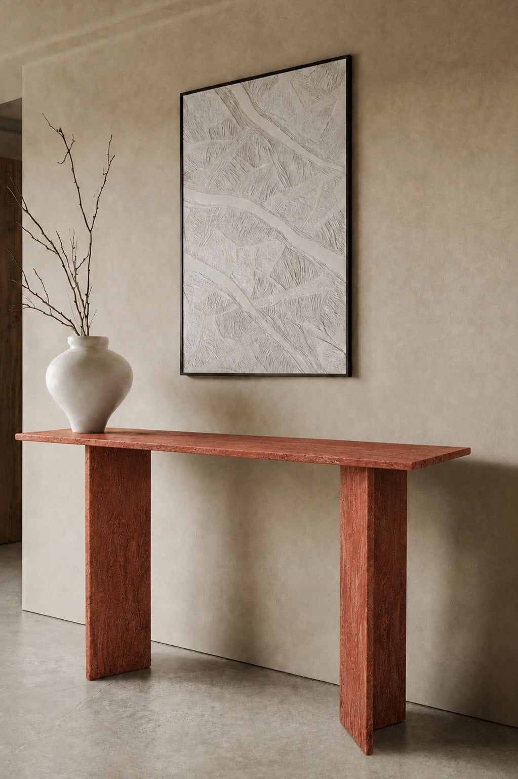 Vanya Red Travertine Console Table