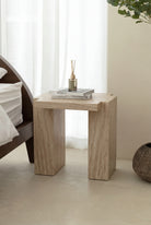 Vespera Travertine Side Table