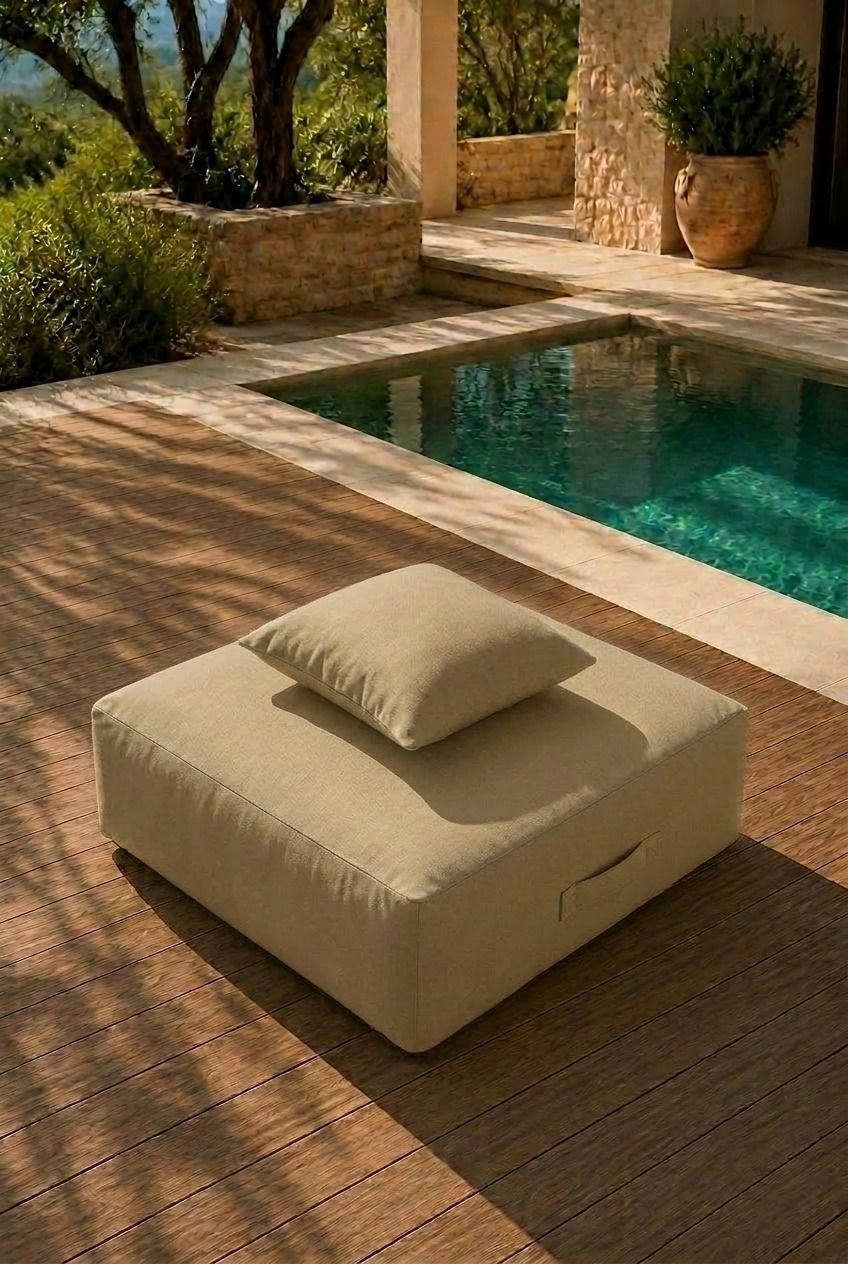Vezan Beige Outdoor Ottoman