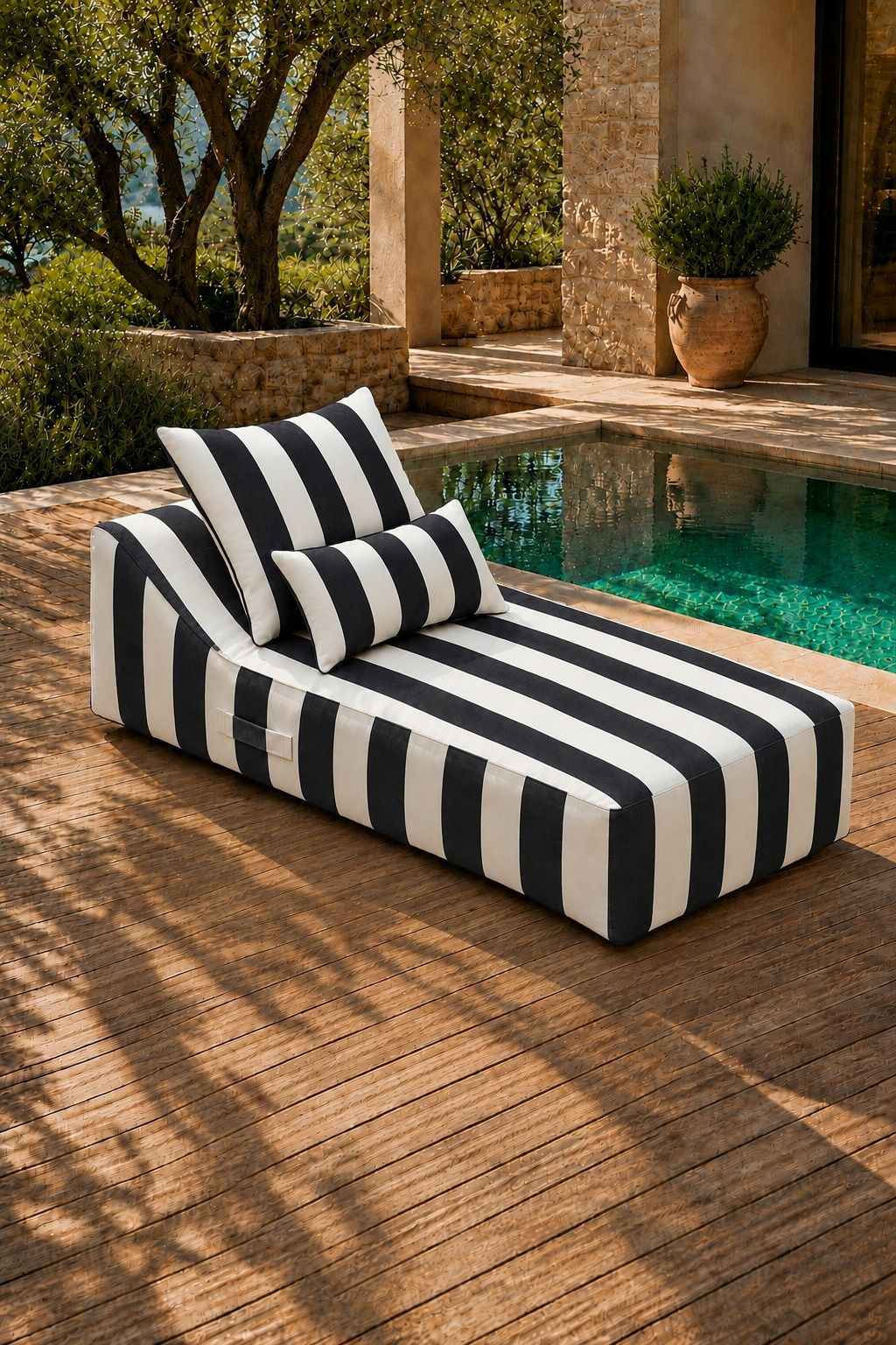 Vezan Black Striped Outdoor Chaise