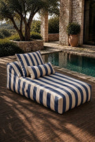 Vezan Blue Striped Outdoor Lounger
