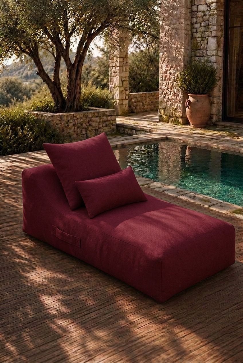 Vezan Burgundy Outdoor Lounger
