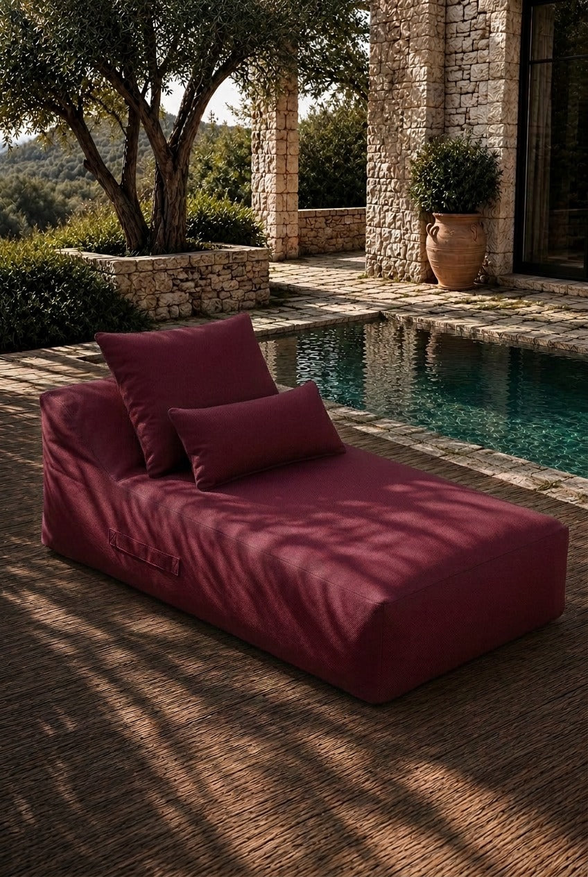 Vezan Burgundy Outdoor Lounger