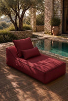 Vezan Burgundy Outdoor Lounger with Black Piping