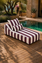 Vezan Burgundy Striped Outdoor Chaise