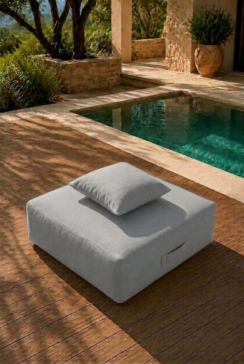 Vezan Light Grey Outdoor Ottoman