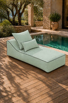 Vezan Mint Green Outdoor Chaise with Black Piping