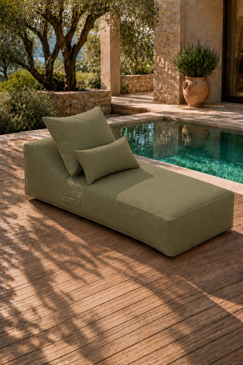 Vezan Olive Green Outdoor Chaise