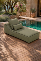 Vezan Olive Green Outdoor Chaise with Black Piping