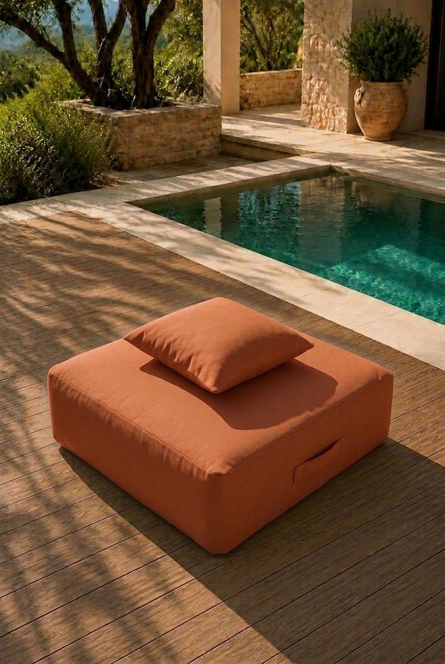 Vezan Orange Terracotta Outdoor Ottoman