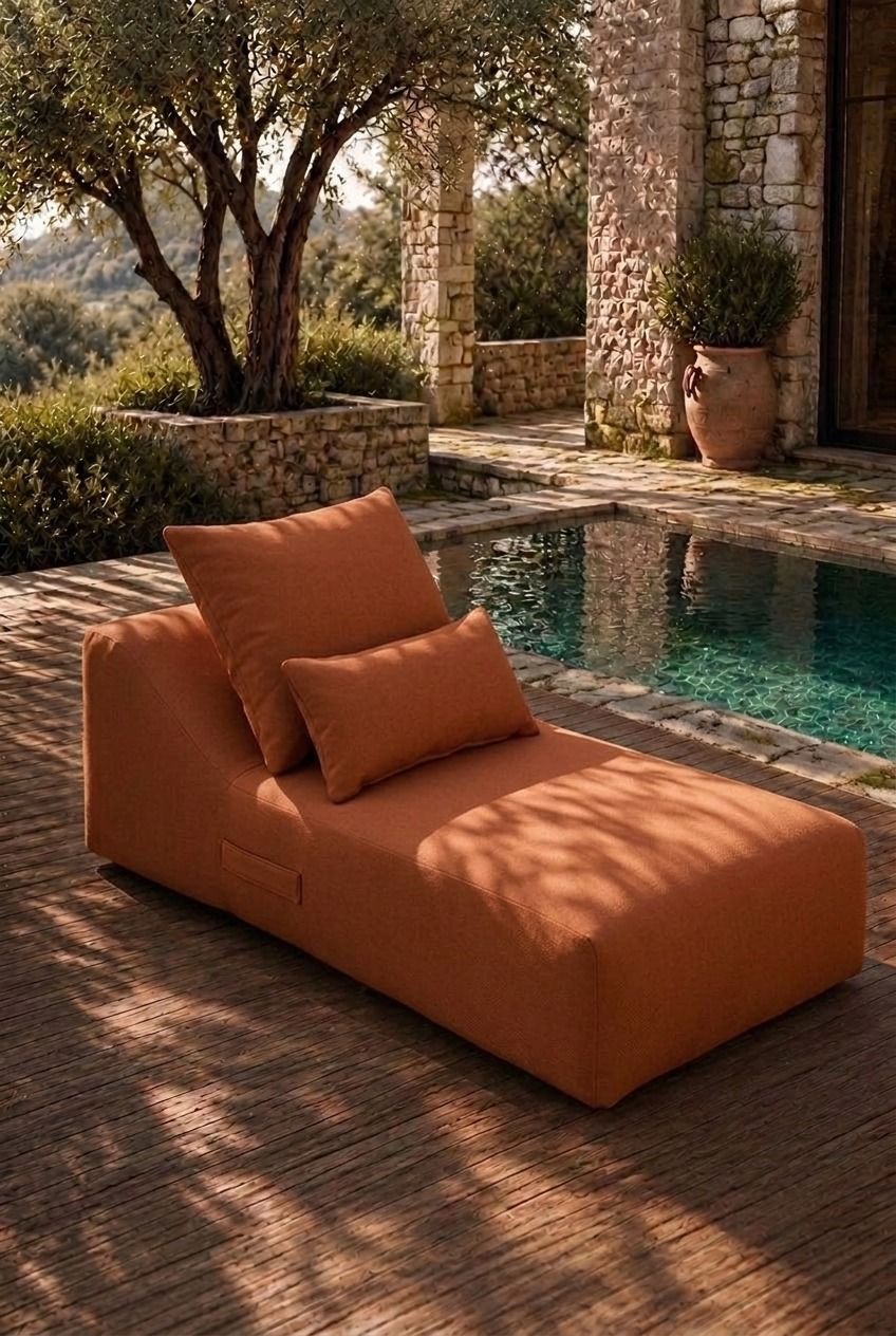 Vezan Rust Terracotta Outdoor Lounger