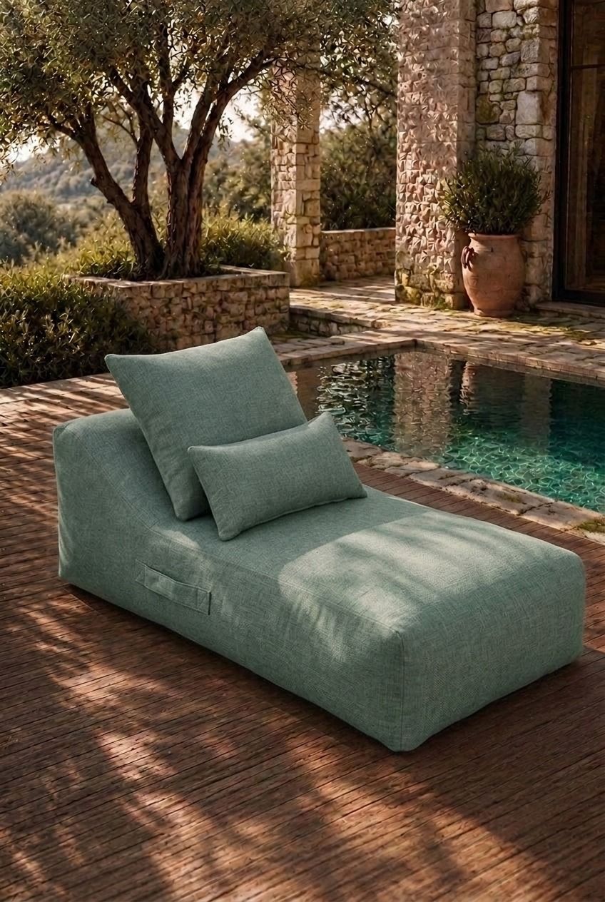 Vezan Sage Green Outdoor Lounger
