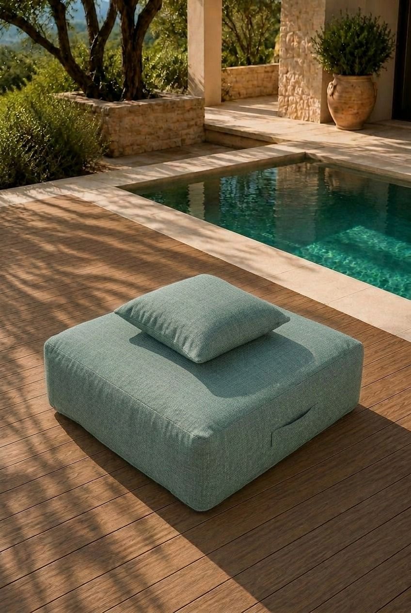 Vezan Sage Green Outdoor Ottoman
