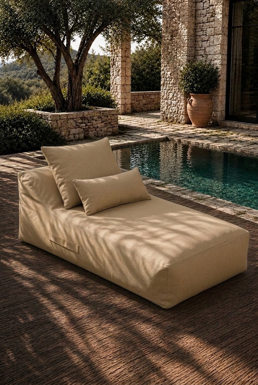 Vezan Sand Beige Outdoor Lounger