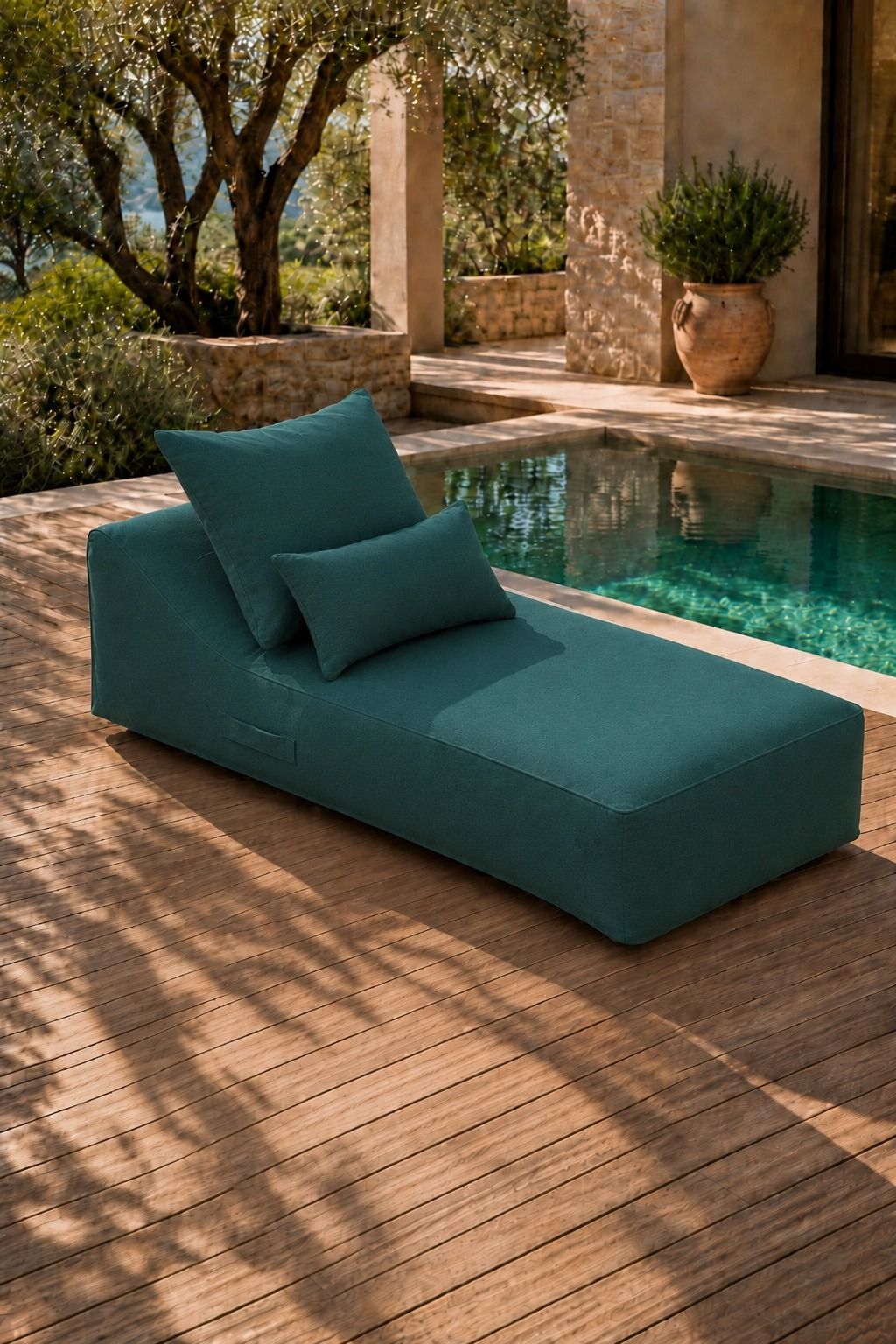 Vezan Teal Green Outdoor Chaise