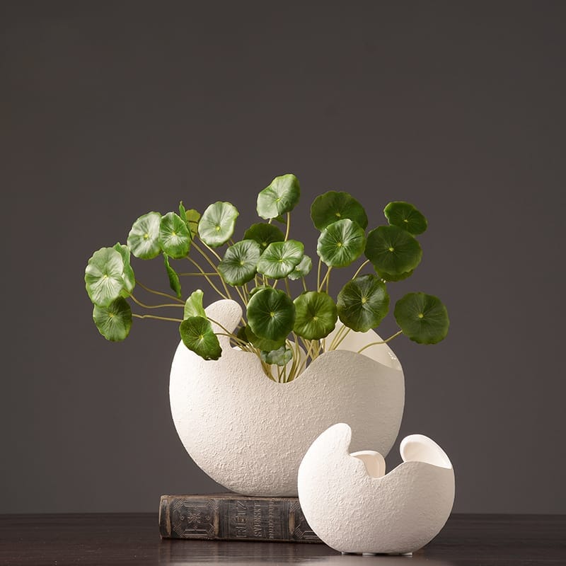 Ceramic Egg Shell Vase (3 size Available ) Homekode Set of 2 (Small&Medium) 