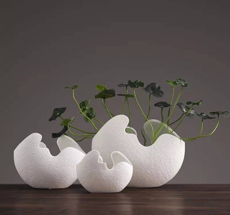 Ceramic Egg Shell Vase (3 size Available ) Homekode Set of 3 