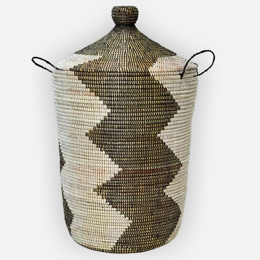 Handmade Natural & Zigzag Dark Brown Basket (3 Sizes) BASKET DECO 