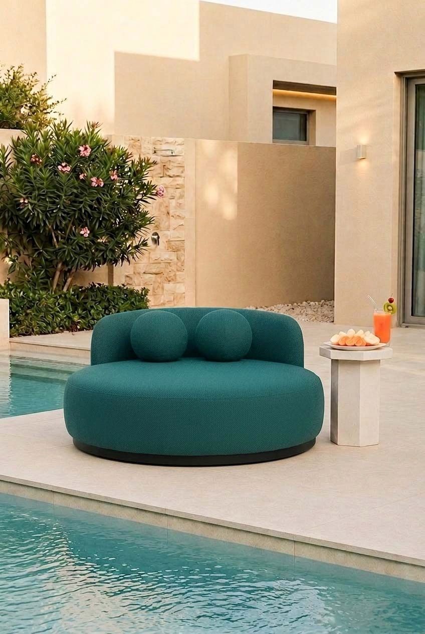 Yosline Teal Green Outdoor Day Bed