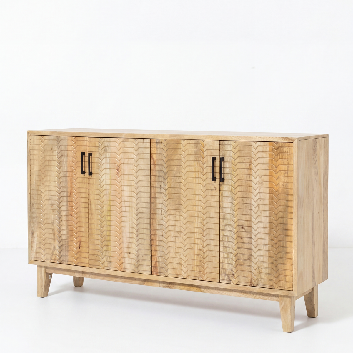 Zenvira Chevron Wooden Sideboard Cabinet Modern Storage – Homekode