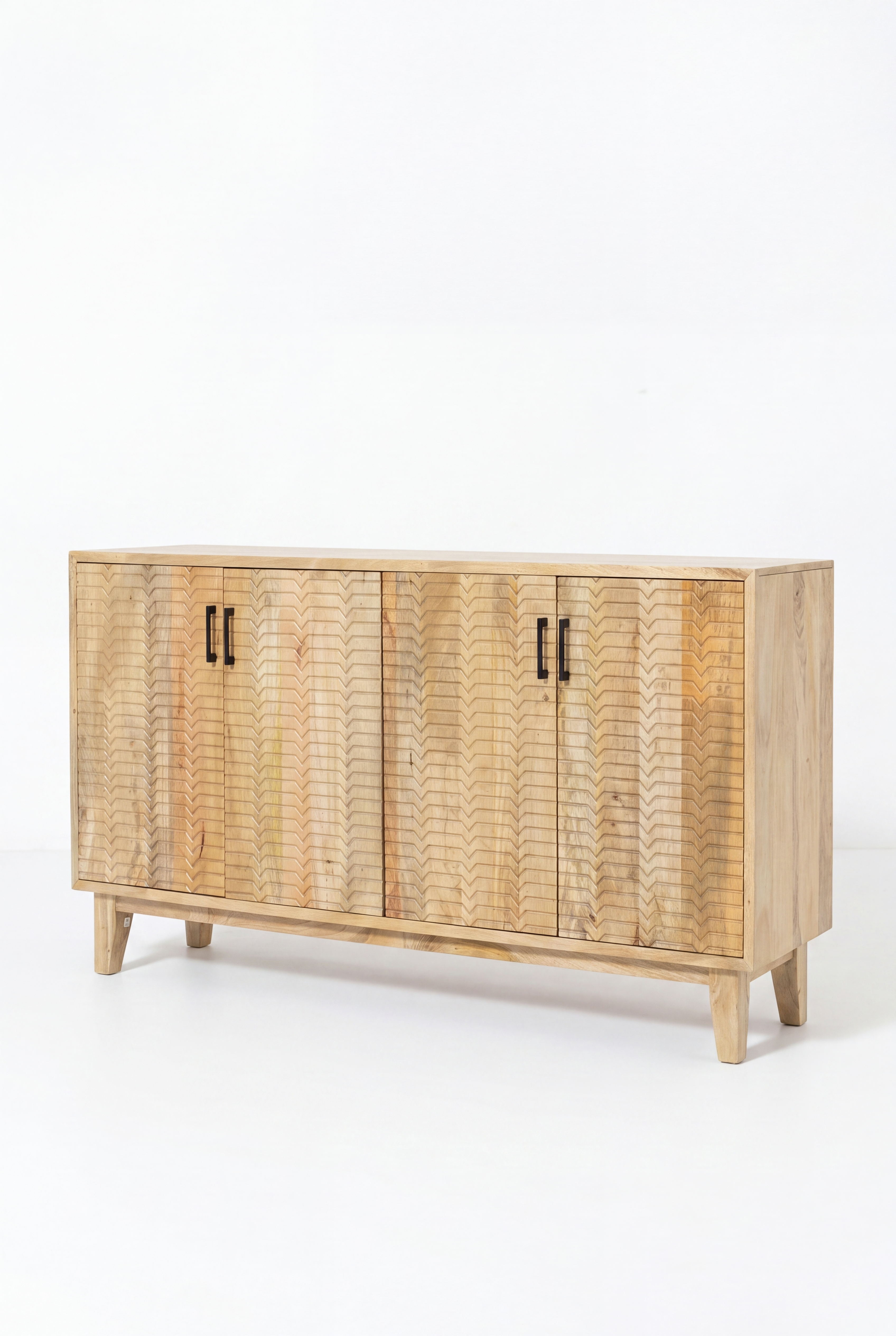 Zenvira Chevron Wooden Sideboard Cabinet Modern Storage – Homekode