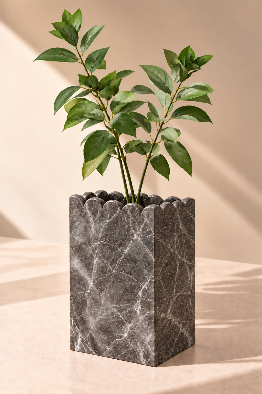 Zevoria Nivada Brown Marble Sculptural Vase