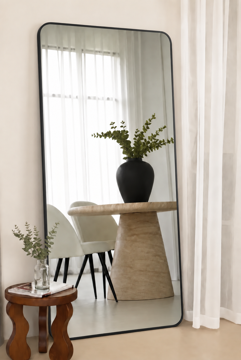 Adeline Black Rectangular Wall Mirror with Slim Frame for Modern Spaces ...