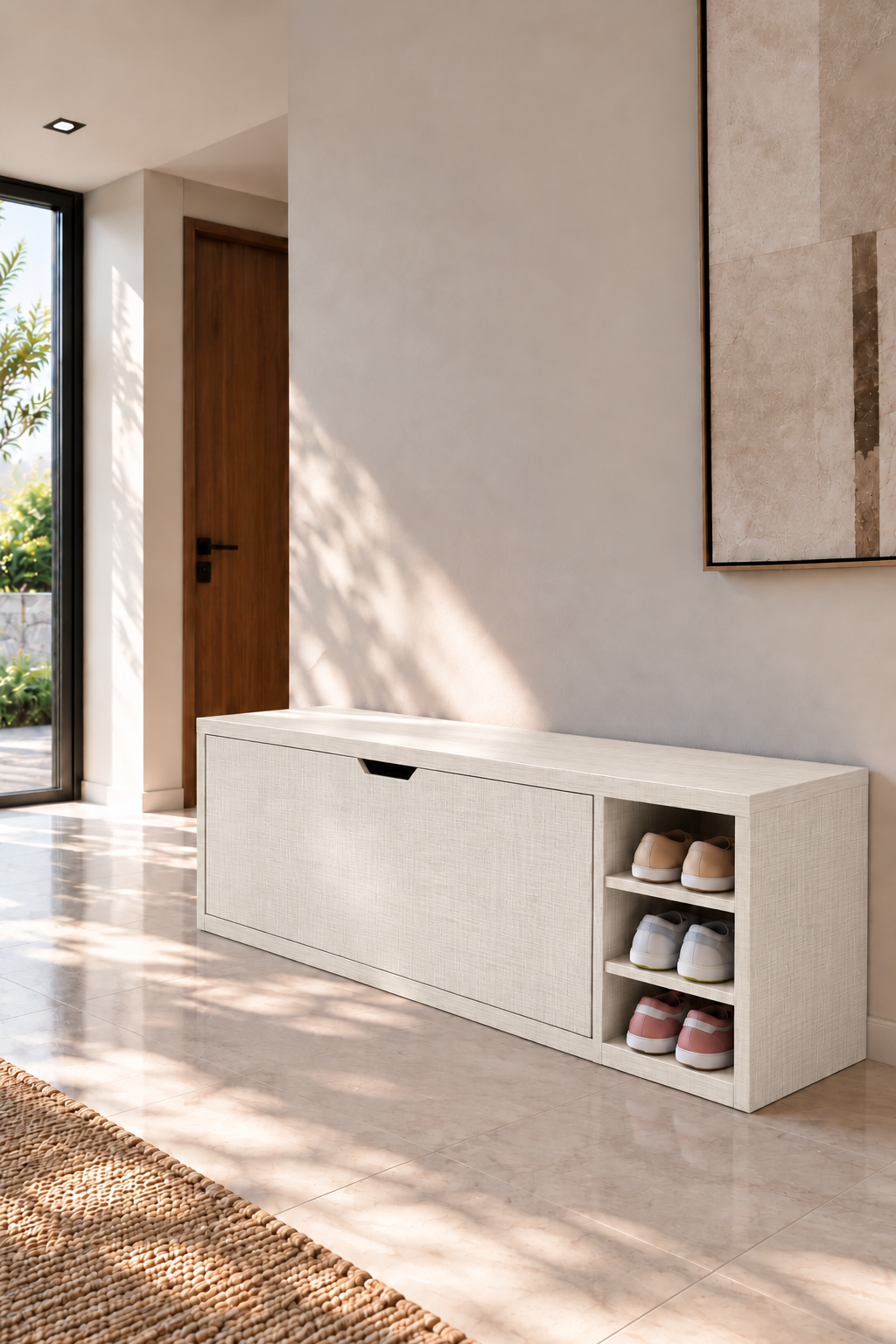 Avelio Ivory Wooden Shoe Cabinet view 1