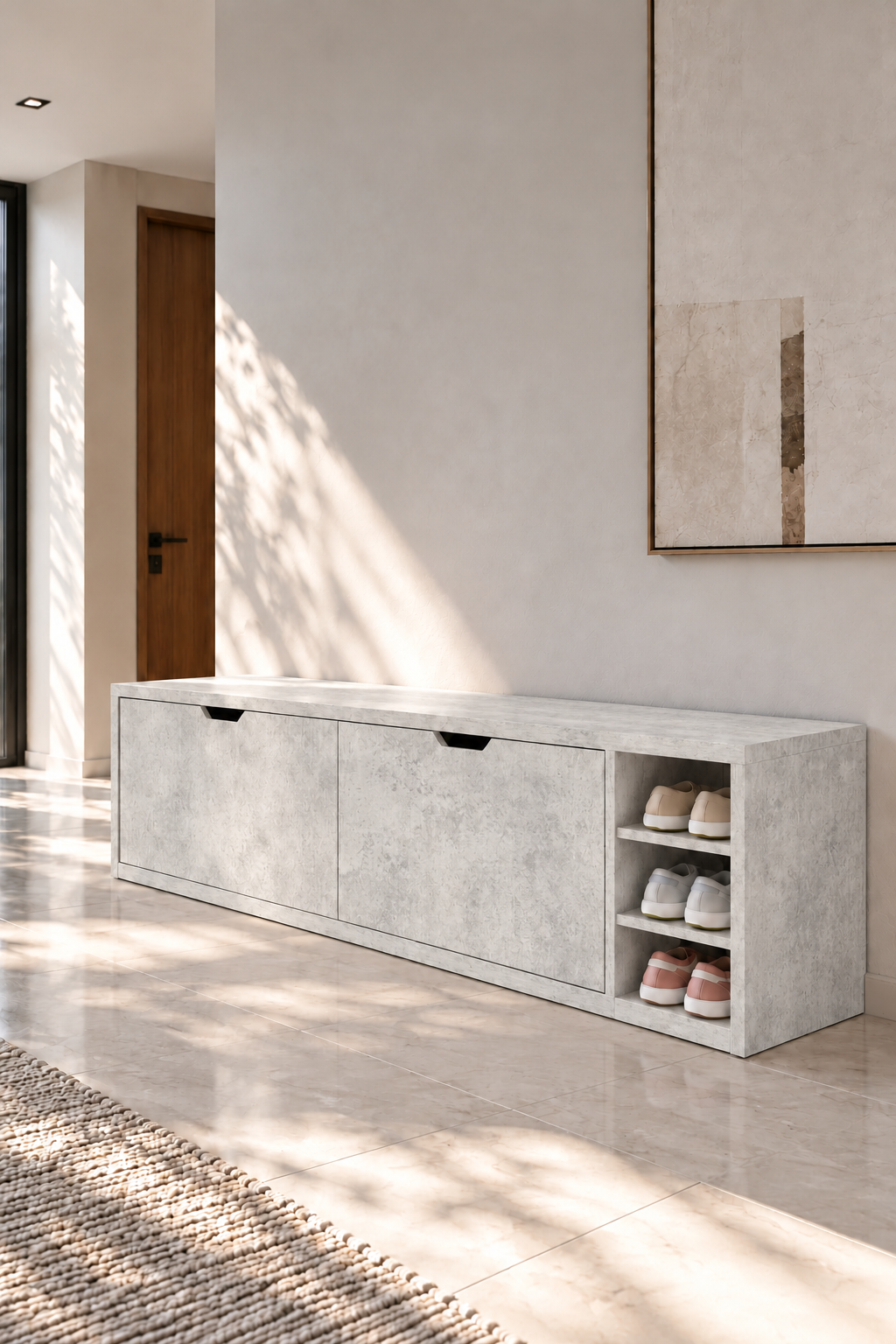 Avelio Mist Grey Wooden Shoe Cabinet view 3