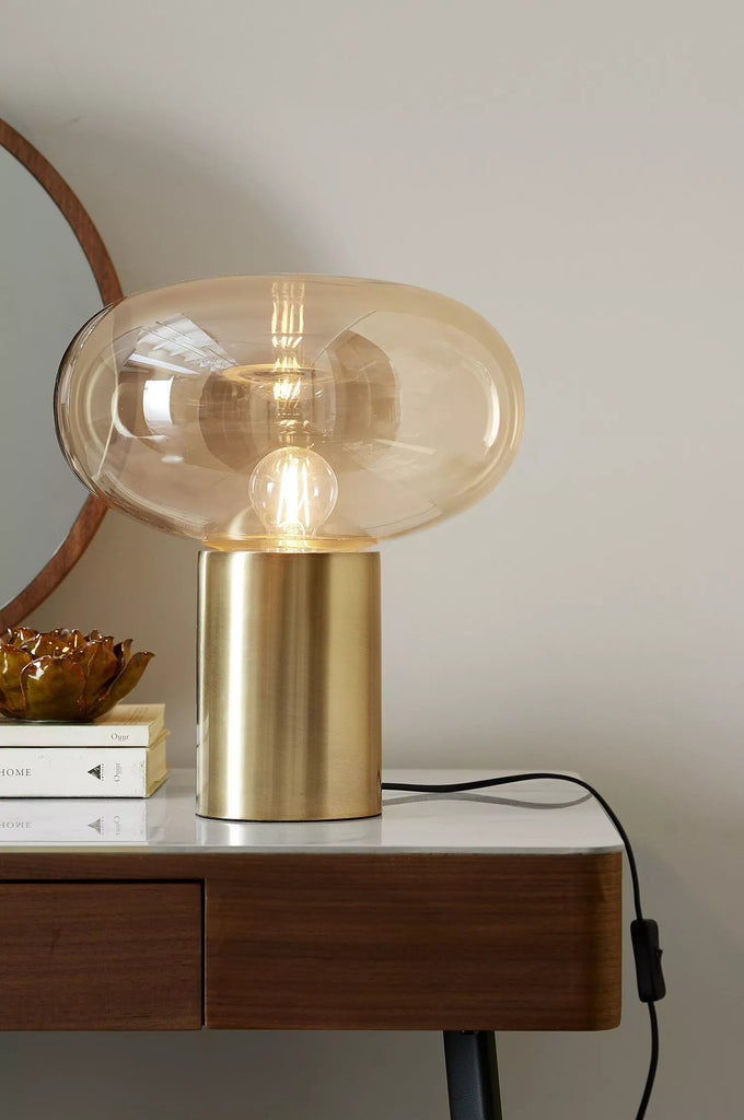 Glass Table Lamp with Golden Base