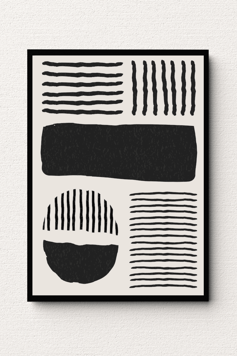 Monolithic Modularity Wall Art with Black White Geometric Structure ...