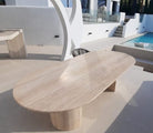 Dakota Oval Travertine Dining Table with Half Moon Legs (5 Sizes)