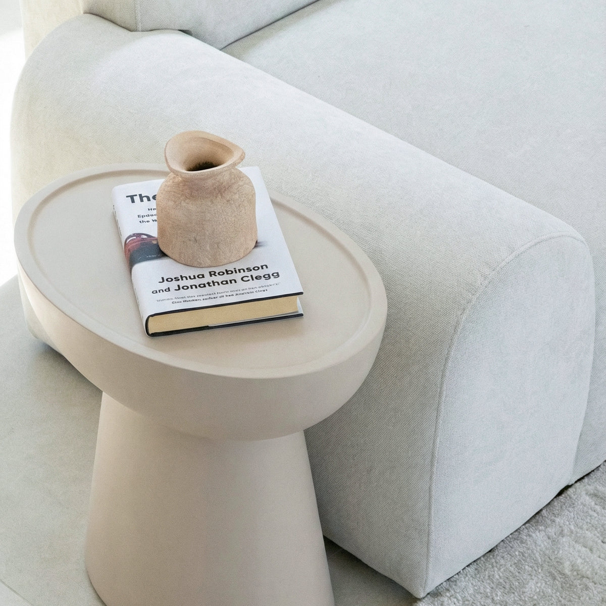 Fender Cream Concrete Side Table – Compact Modern Stone Accent Piece ...