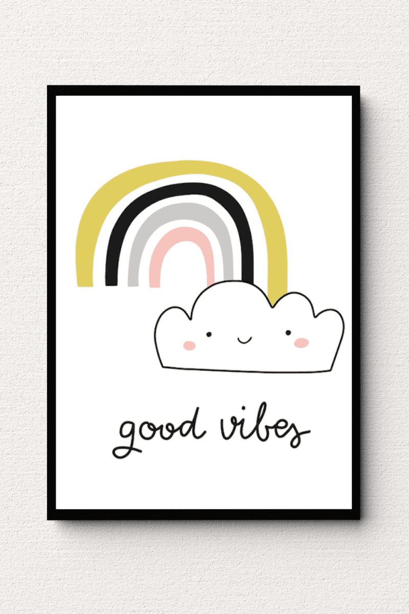Good Vibes Rainbow Cloud Wall Art