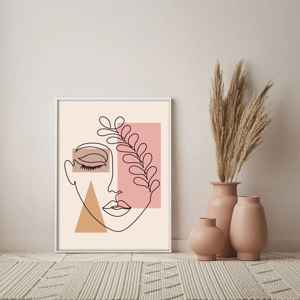 Abstract Face Wall Art with Frame