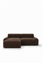Kallia Cocoa Brown 2 Seater Chaise Sofa Left Facing in ST-4012-12 fabric
