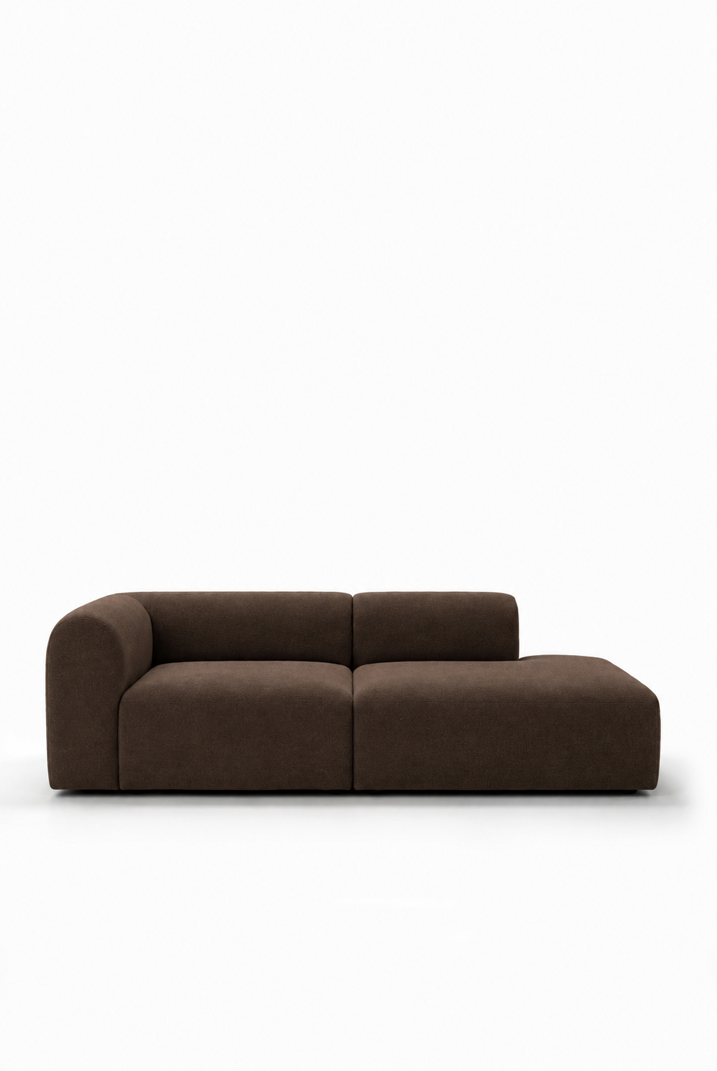 Kallia Cocoa Brown 2 Seater Modular Chaise Sofa Right Hand Armrest in ST-4012-12 fabric