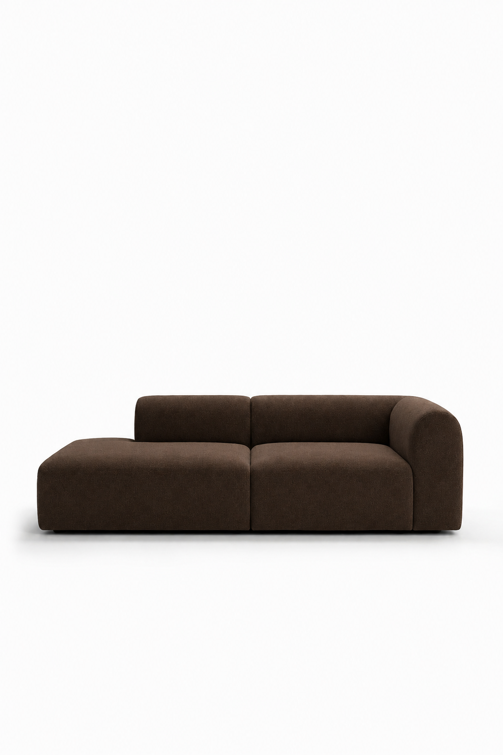 Kallia Cocoa Brown 2 Seater Modular Chaise Sofa Left Hand Armrest in ST-4012-12 fabric
