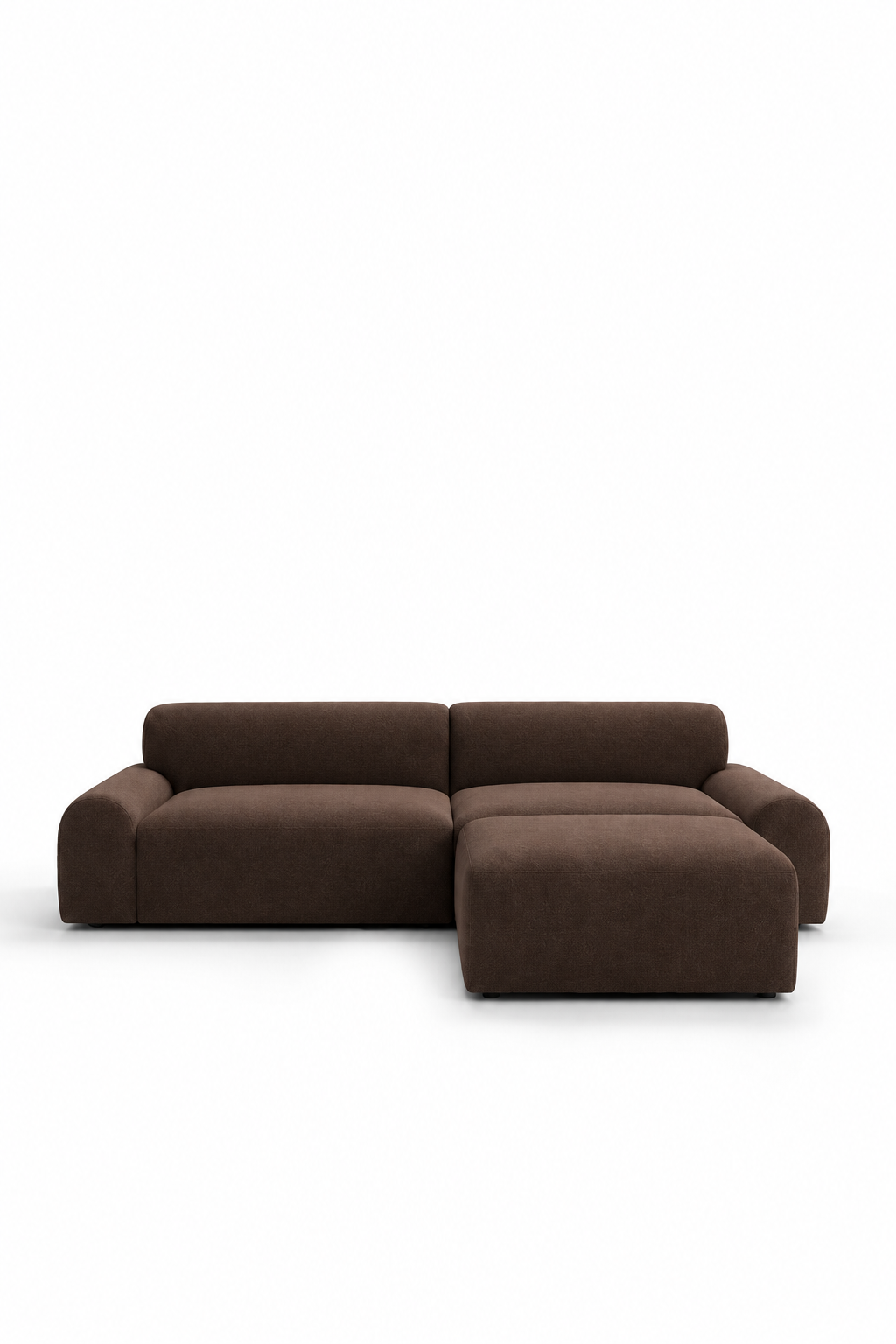 Kallia Cocoa Brown 2 Seater Sofa with Ottoman in ST-4012-12 fabric