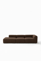 Kallia Cocoa Brown 3 Seater Modular Chaise Sofa Left Hand Armrest in ST-4012-12 fabric
