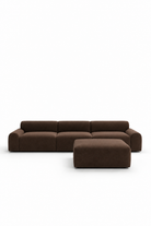 Kallia Cocoa Brown 3 Seater Sofa with Ottoman in ST-4012-12 fabric
