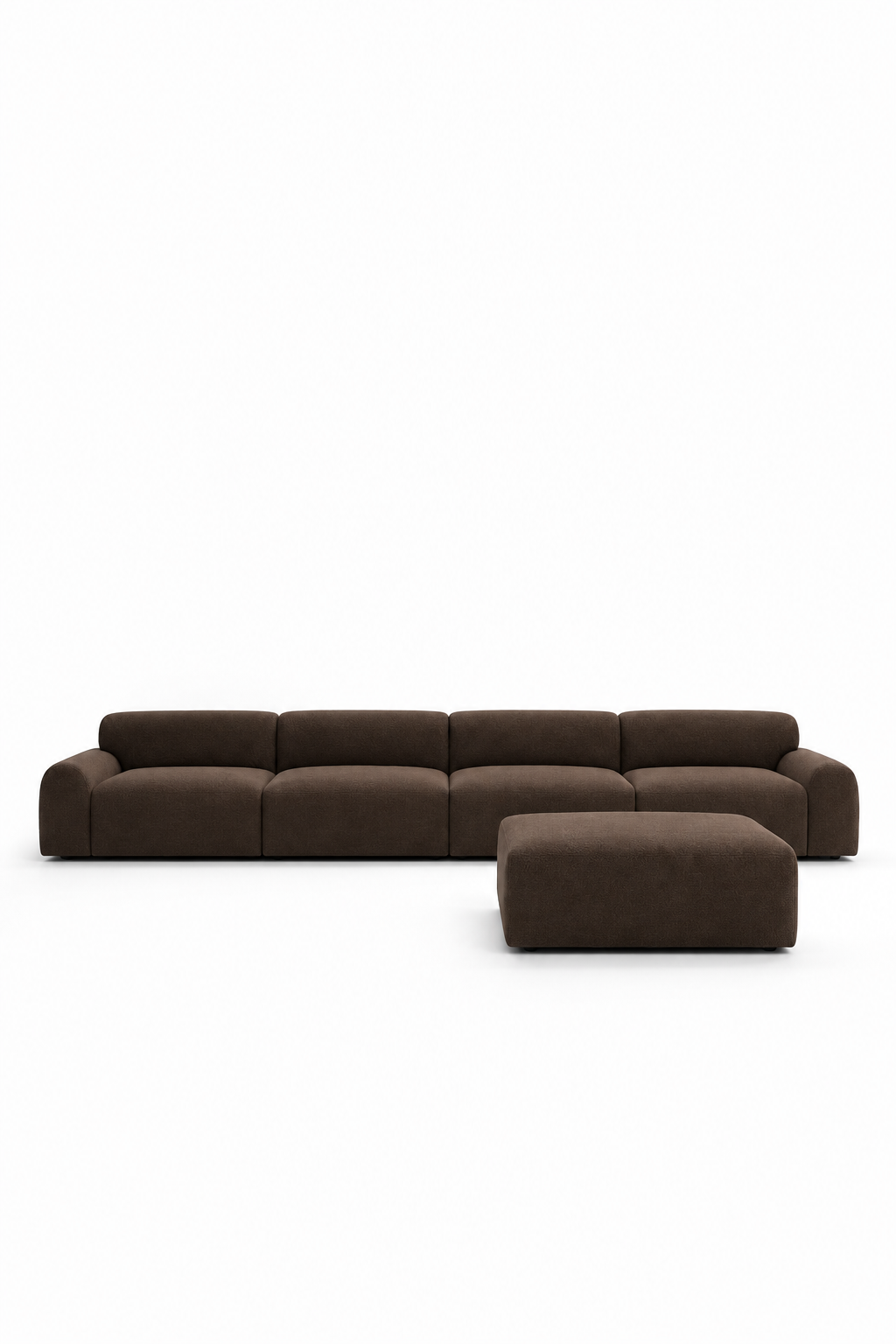 Kallia Cocoa Brown 4 Seater Sofa with Ottoman in ST-4012-12 fabric