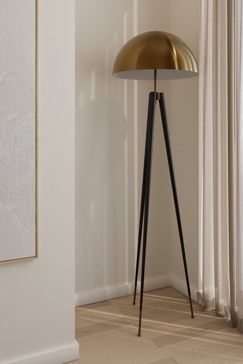 Black & Gold Mushroom Tripod Floor Lamp