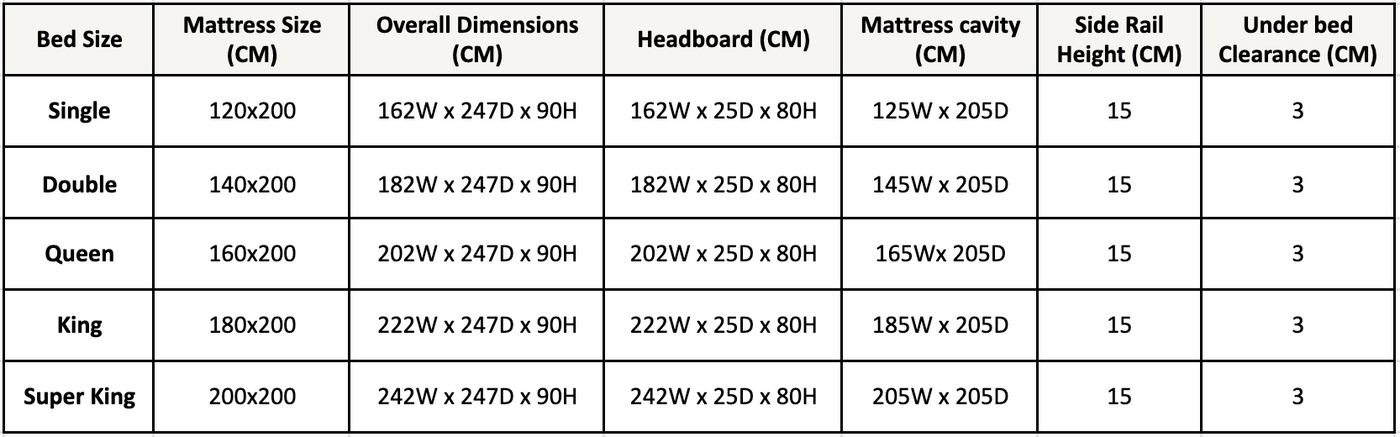 Size chart