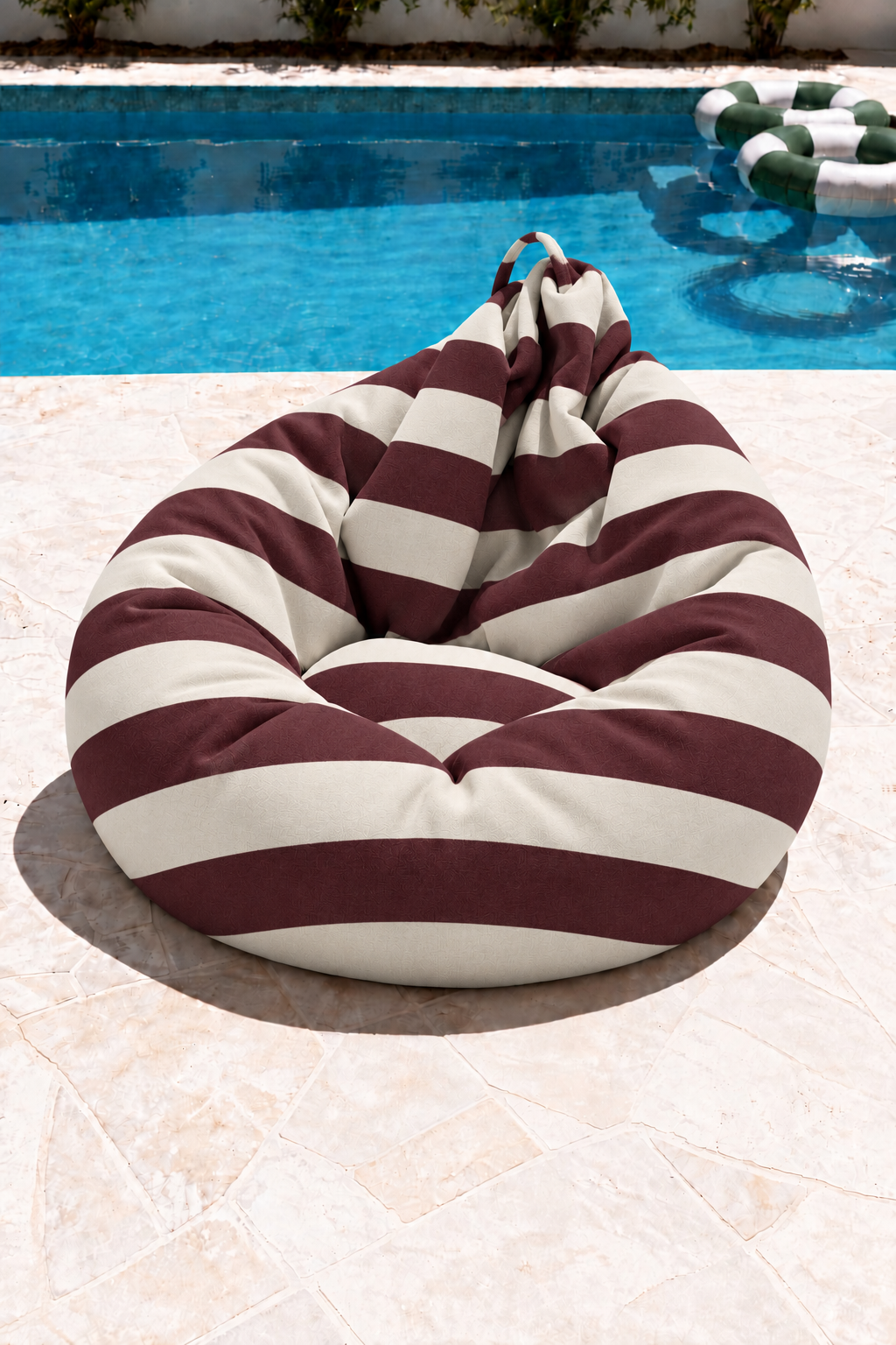 Nerlo Burgundy Striped Outdoor Bean Bag