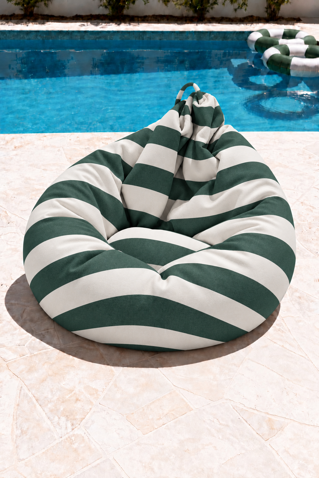 Nerlo Green Striped Outdoor Bean Bag
