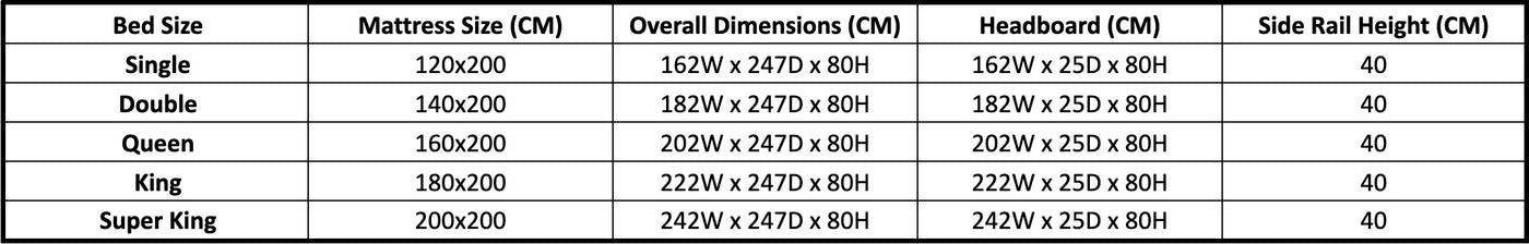 Size chart