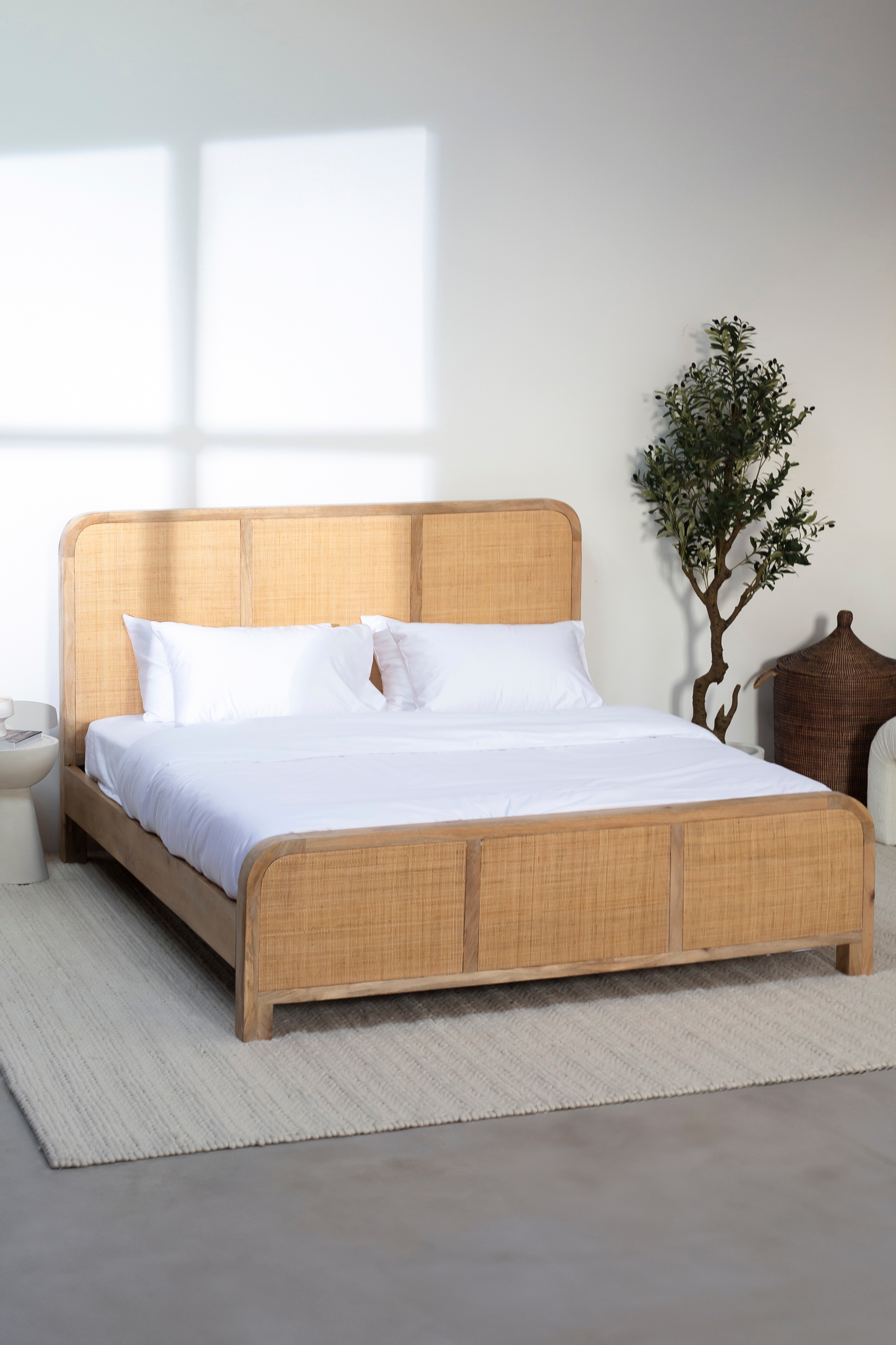Honorine Rattan Mango Wood Bed
