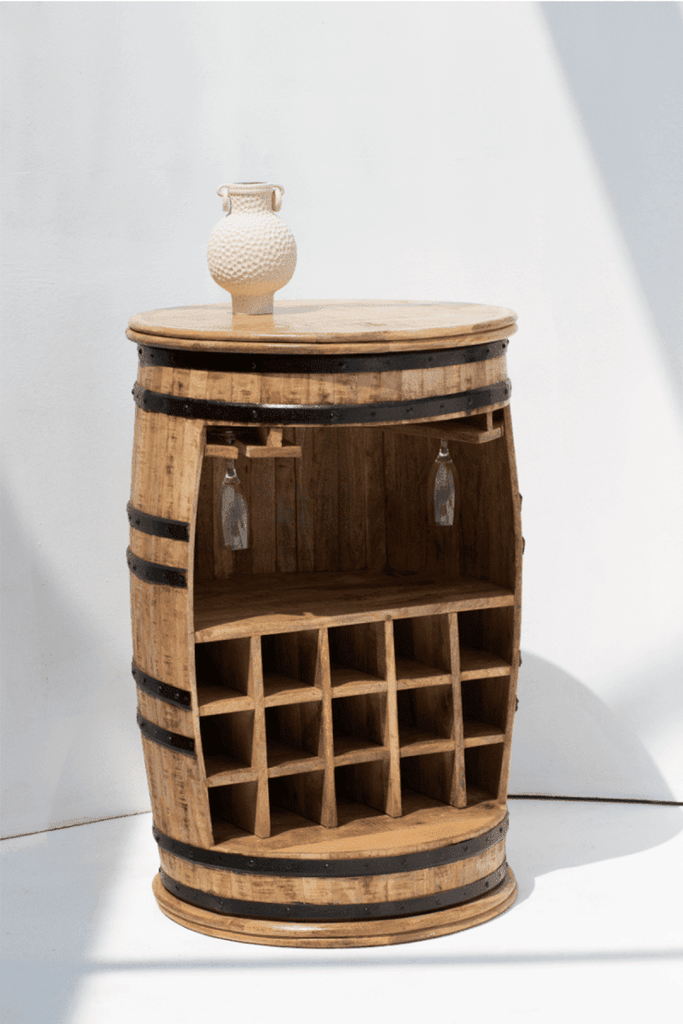 Saylor Industrial Barrel Cocktail Cabinet (100x65CM) TWOA 