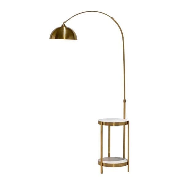 Gold and White arched Floor Lamp With Side table Homekode 